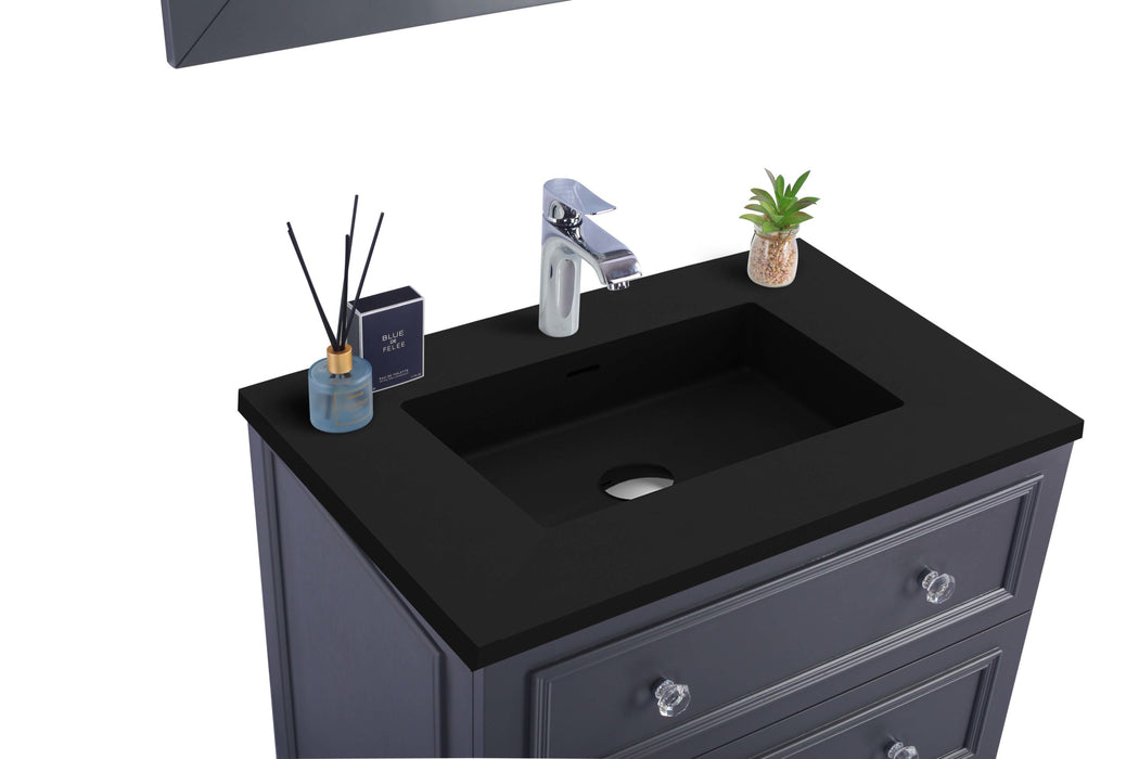 Luna - 30 - Cabinet with Matte Black VIVA Stone Solid Surface Countertop