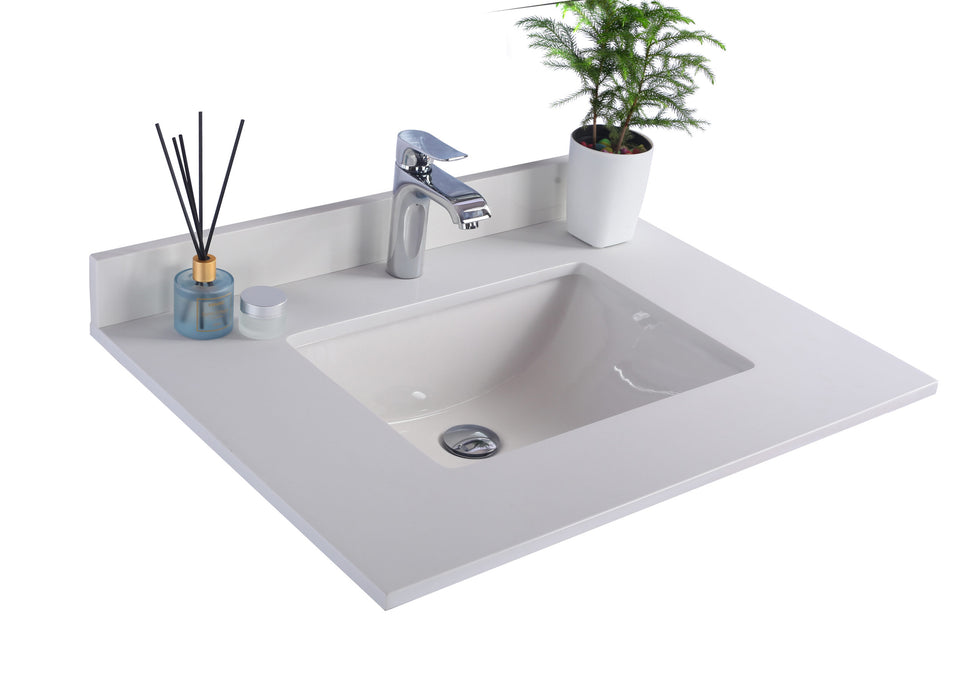 White Quartz Countertop - Single Hole with Rectangle Sink