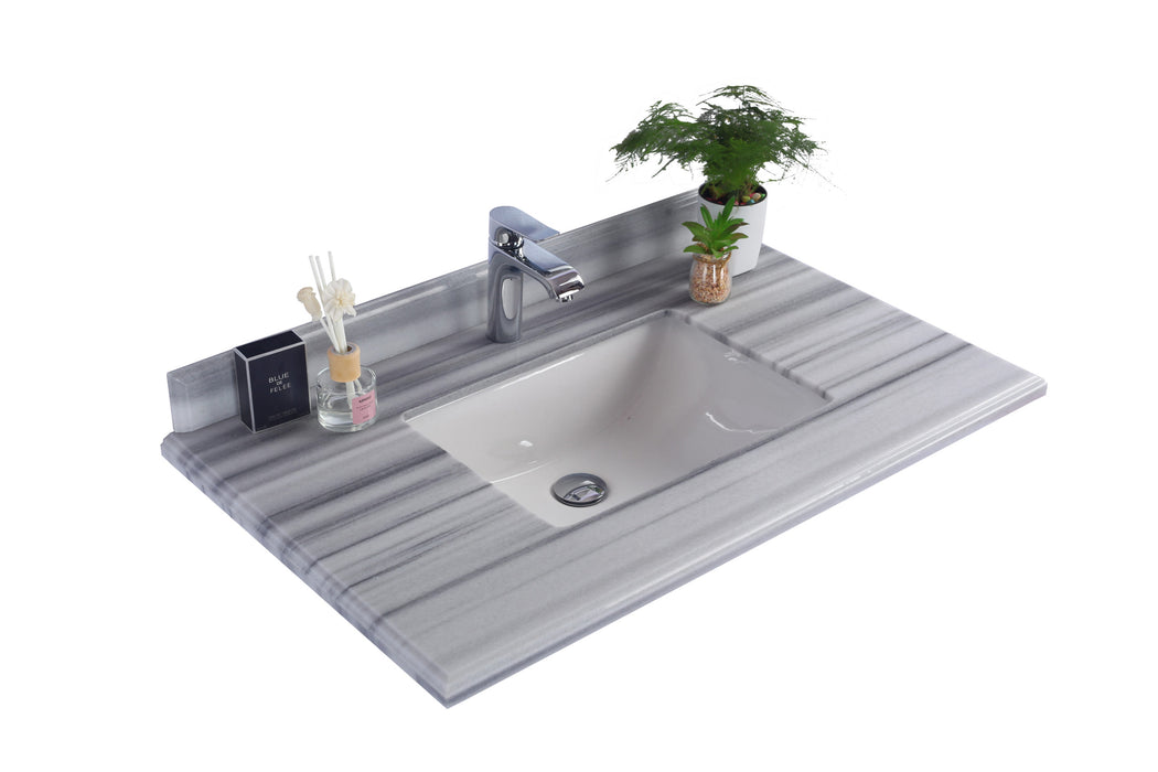 White Stripes Countertop - Single Hole with Rectangle Sink