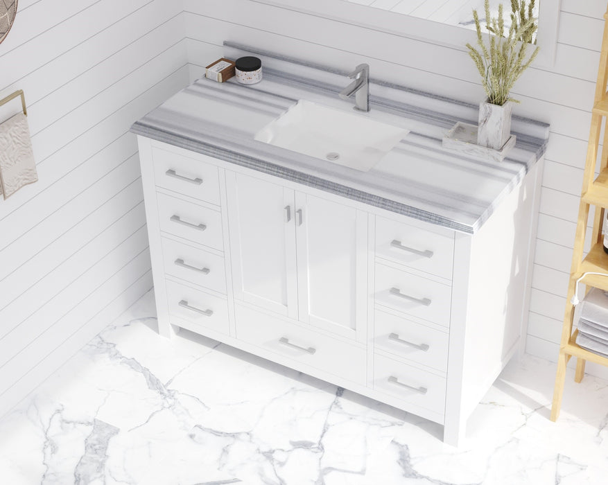 White Stripes Countertop - Single Hole with Rectangle Sink