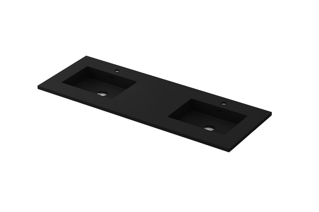 VIVA Stone Double Sink Matte Black - Solid Surface Countertop