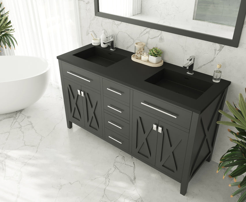 Wimbledon - 60 - Cabinet with Matte Black VIVA Stone Solid Surface Countertop