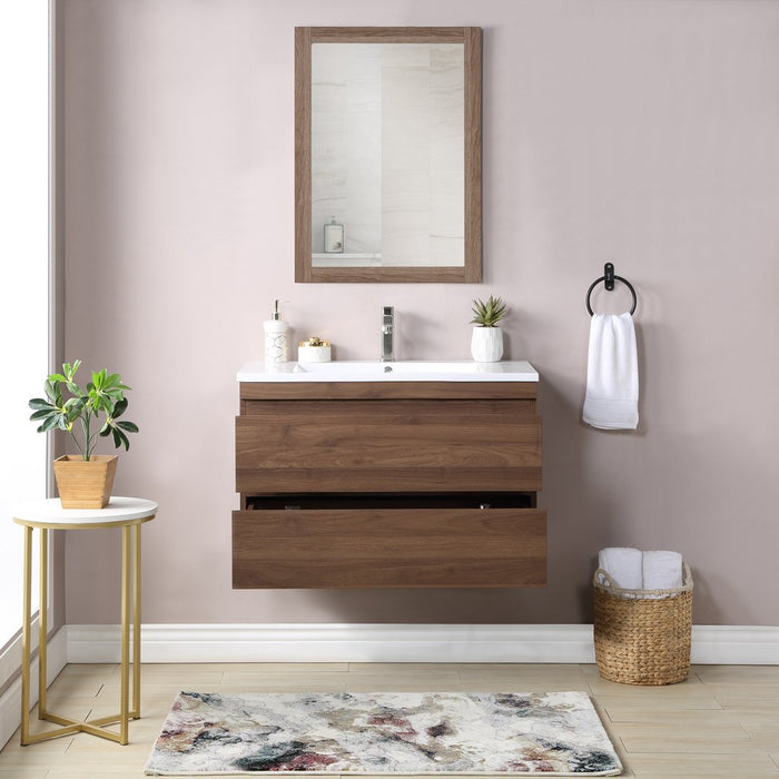 Stufurhome Vivian Wall Mounted Single Sink Bathroom Vanity, No Mirror