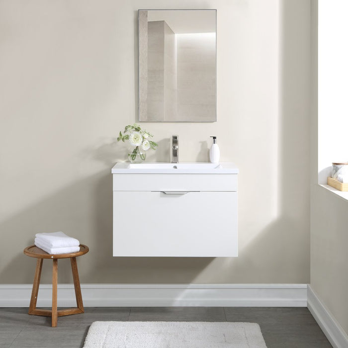 Stufurhome Delilah Wall Mounted Single Sink Bathroom Vanity, No Mirror