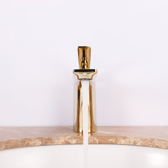 Eviva Glossy Single Handle Gold Coated Bathroom Sink Faucet