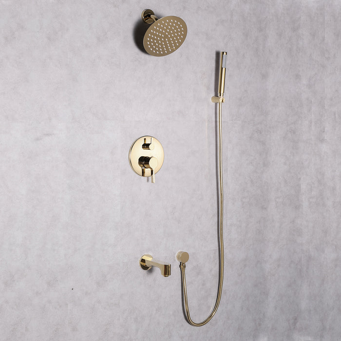 Eviva Splash Gold Coated Shower and Tub Faucet Set