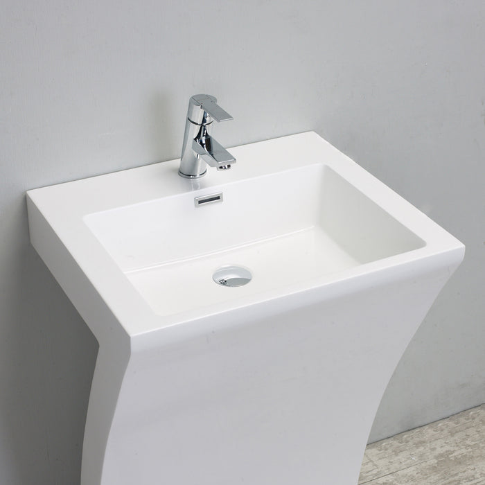 Eviva Numero 24" White Bathroom Vanity One Piece High Quality Acrylic Consule/Pedestal
