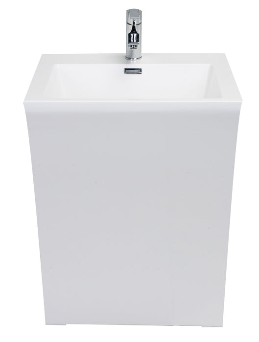 Eviva Numero 24" White Bathroom Vanity One Piece High Quality Acrylic Consule/Pedestal