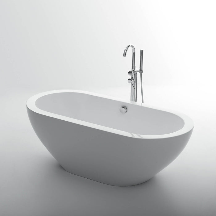 Eviva Lina 67" White Free Standing Strengthen Acrylic Bathtub