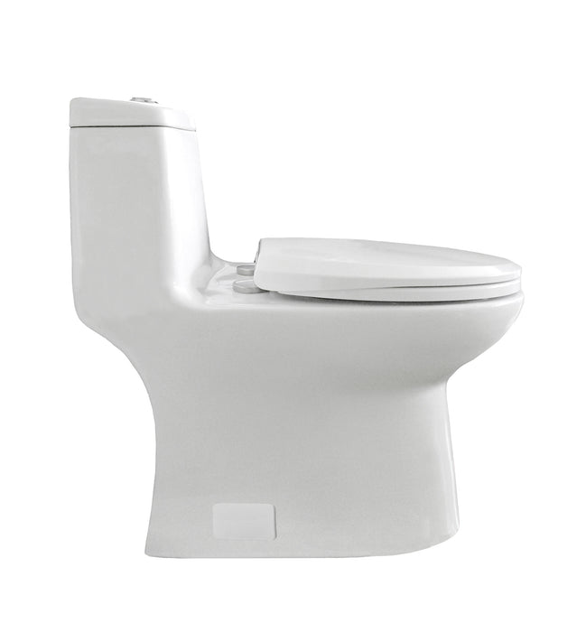 Eviva Hurricane Elongated Cotton White One Piece Toilet with Soft Closing Seat Cover, High efficiency, Water Sense & CUPC certified with the united states plumbing standards