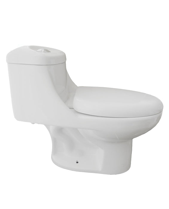 Eviva Sleek Elongated Cotton White One Piece Toilet with Soft Closing Seat Cover, High efficiency, CUPC certified with the united states plumbing standards