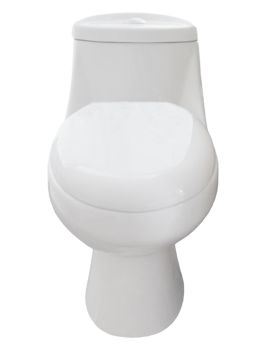 Eviva Sleek Elongated Cotton White One Piece Toilet with Soft Closing Seat Cover, High efficiency, CUPC certified with the united states plumbing standards