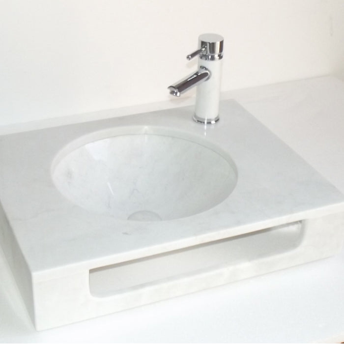Eviva Pasadena 24 in. White Carrara Marble Sink