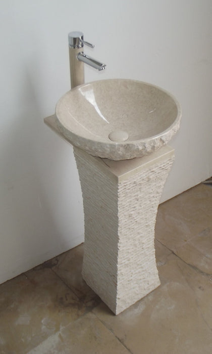 Eviva Curio 16 in. Pedestal Marble Sink in Beige