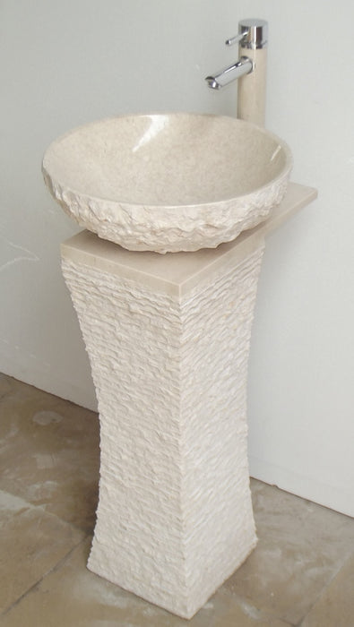 Eviva Curio 16 in. Pedestal Marble Sink in Beige