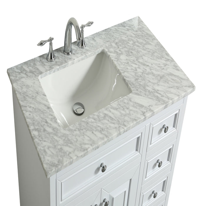 Eviva Monroe 36" Bathroom Vanity  with White Carrara Marble Top & White Undermount Porcelain Sink