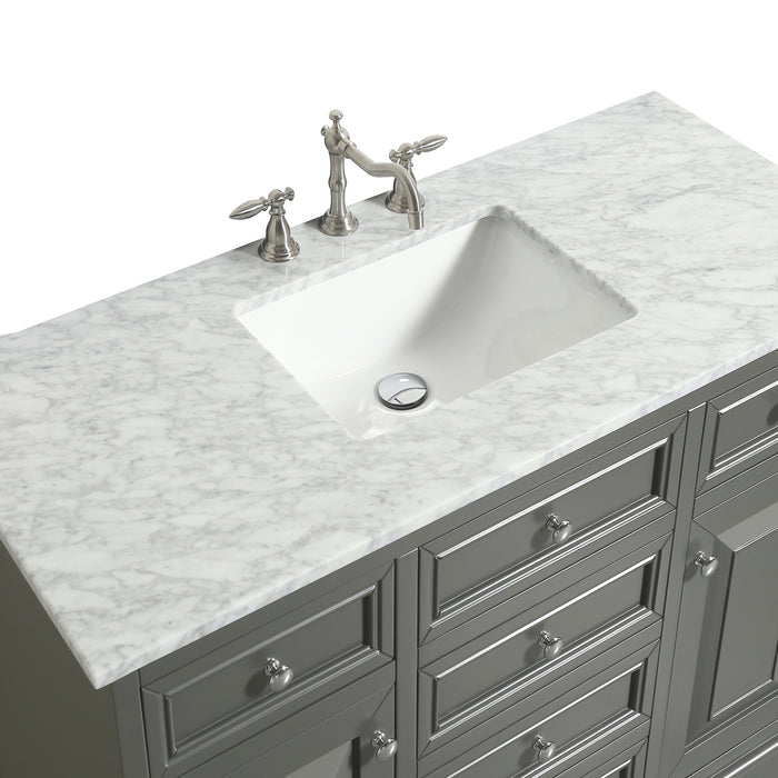 Eviva Monroe 42" Bathroom Vanity  with White Carrara Marble Top & White Undermount Porcelain Sink