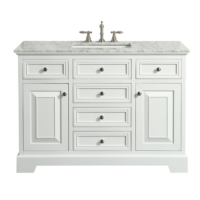 Eviva Monroe 48" Bathroom Vanity  with White Carrara Marble Top & White Undermount Porcelain Sink