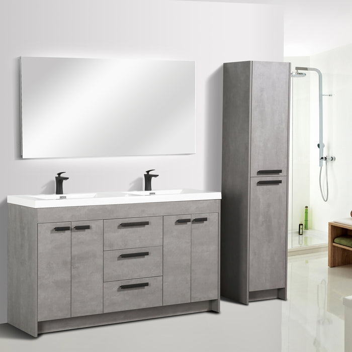 Eviva Lugano 60" Modern Bathroom Vanity with White Integrated Acrylic Double Sink