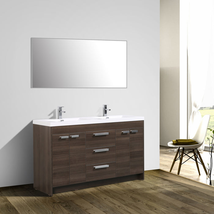 Eviva Lugano 60" Modern Bathroom Vanity with White Integrated Acrylic Double Sink