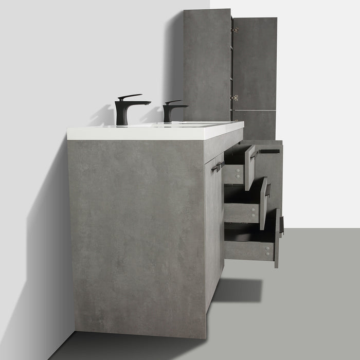Eviva Lugano 72" Modern Bathroom Vanity with White Integrated Acrylic Double Sink