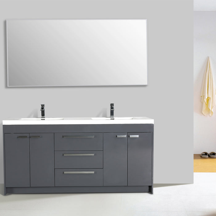 Eviva Lugano 72" Modern Bathroom Vanity with White Integrated Acrylic Double Sink