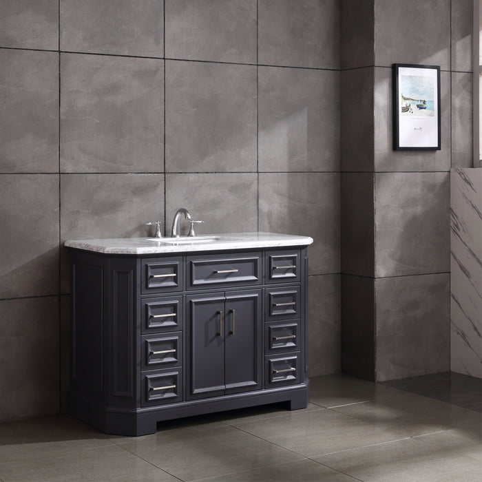 Eviva Glory 42" Bathroom Vanity with Carrara Marble Counter-top and Porcelain Sink