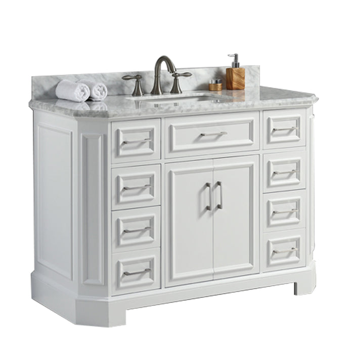 Eviva Glory 48" Bathroom Vanity with Carrara Marble Counter-top and Porcelain Sink
