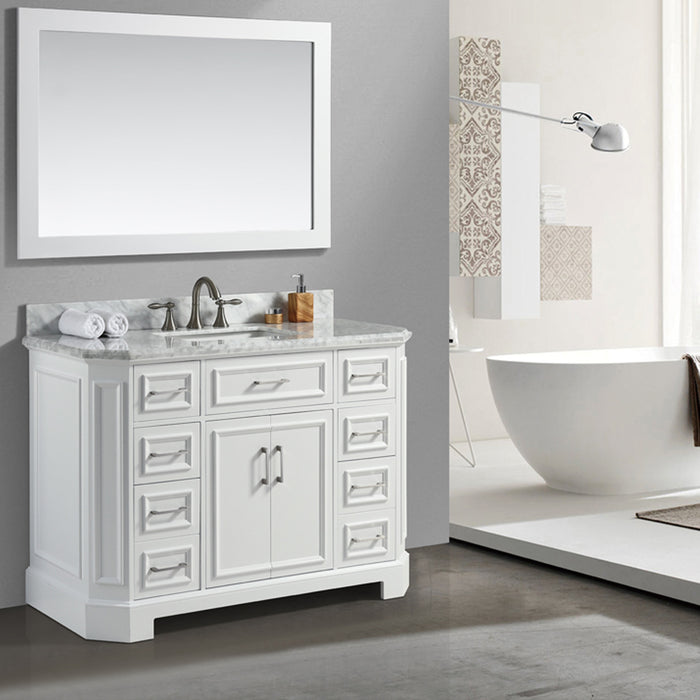 Eviva Glory 48" Bathroom Vanity with Carrara Marble Counter-top and Porcelain Sink