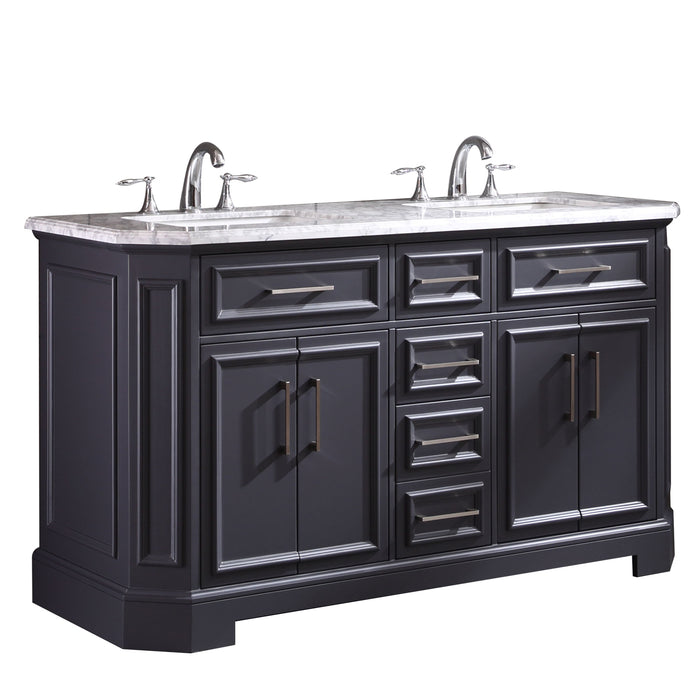 Eviva Glory 60" Bathroom Vanity with Carrara Marble Counter-top and Porcelain Sink