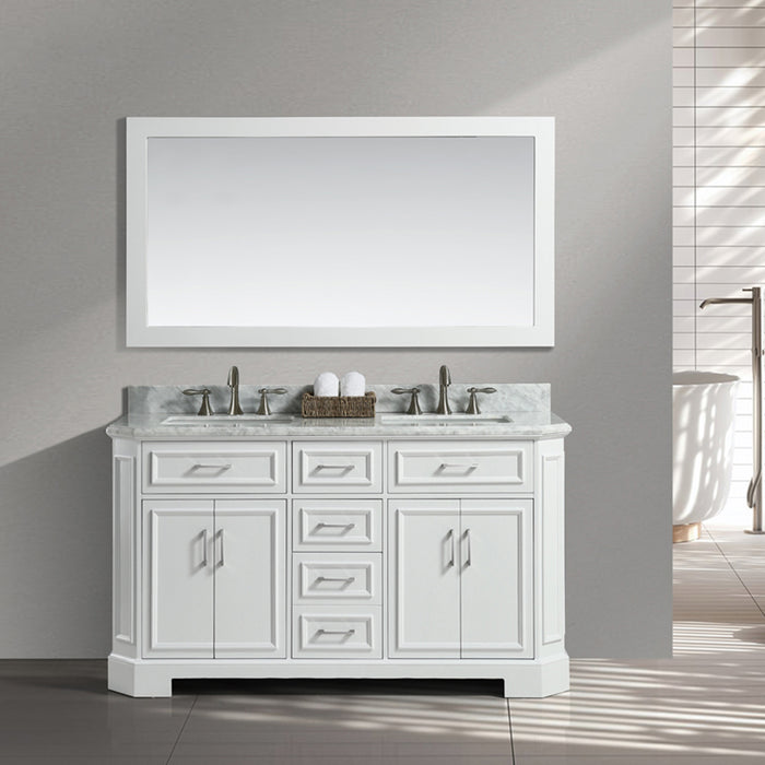 Eviva Glory 60" Bathroom Vanity with Carrara Marble Counter-top and Porcelain Sink