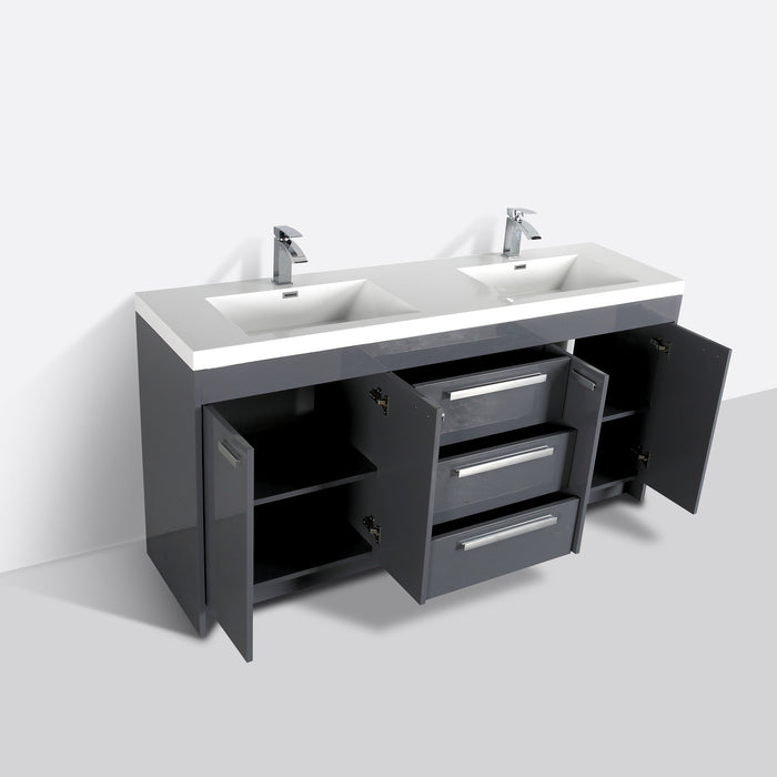 Eviva Lugano 84" Modern Bathroom Vanity with White Integrated Acrylic Double Sink