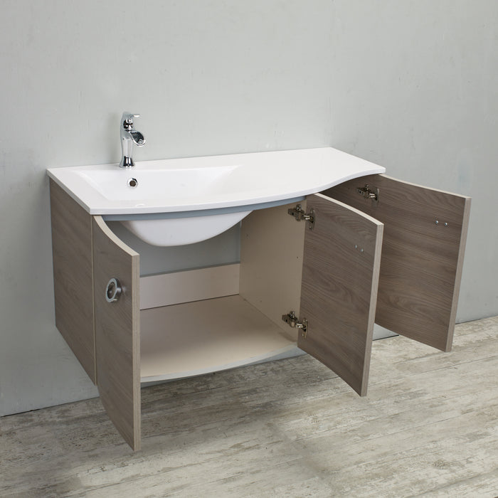 Eviva Romina 42" Medium Grey Oak Modern Bathroom Vanity with White Porcelain White Top