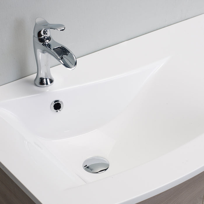Eviva Romina 42" Medium Grey Oak Modern Bathroom Vanity with White Porcelain White Top