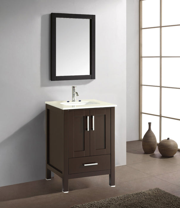 Eviva Aberdeen 24" Transitional Bathroom Vanity with White Carrera Countertop