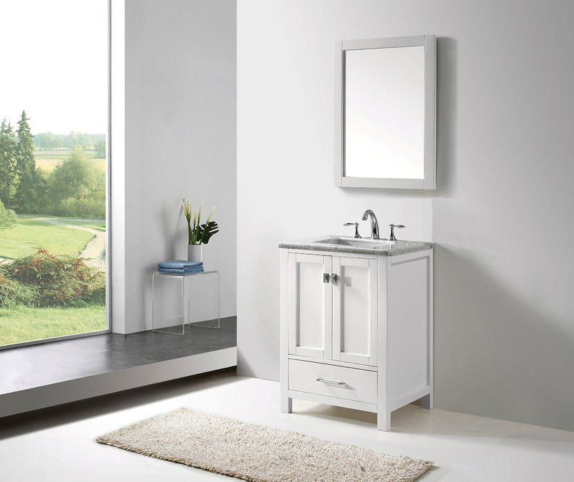 Eviva Aberdeen 24" Transitional Bathroom Vanity with White Carrera Countertop