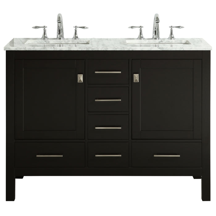 Eviva Aberdeen 48" Transitional Bathroom Vanity with White Carrara Countertop and double Sinks