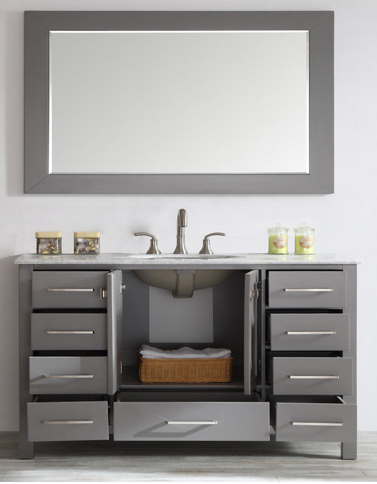 Eviva Aberdeen 60" Transitional Single Bathroom Vanity with White Carrera Countertop