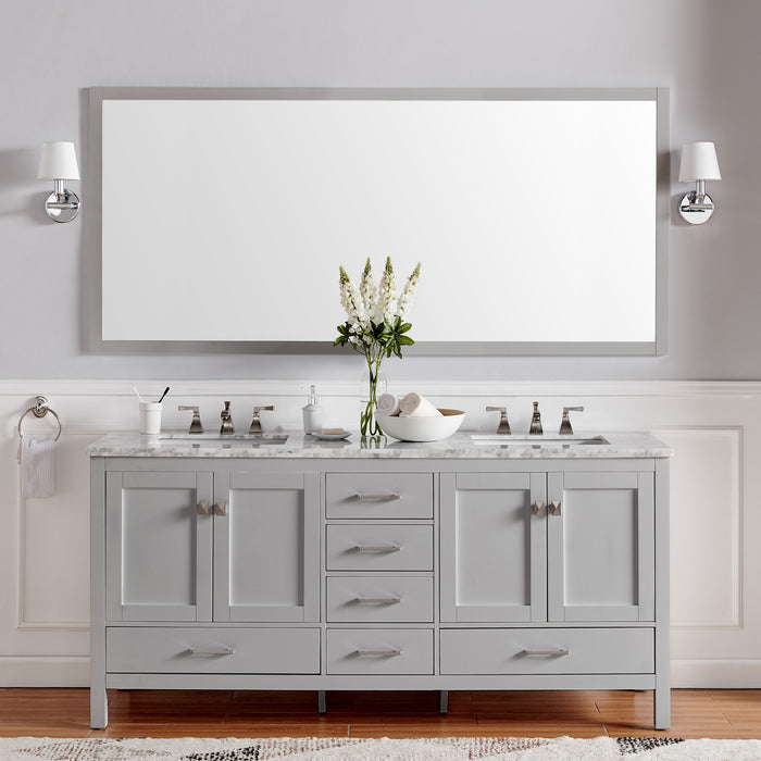 Eviva Aberdeen 60" Transitional Bathroom Vanity with White Carrera Countertop