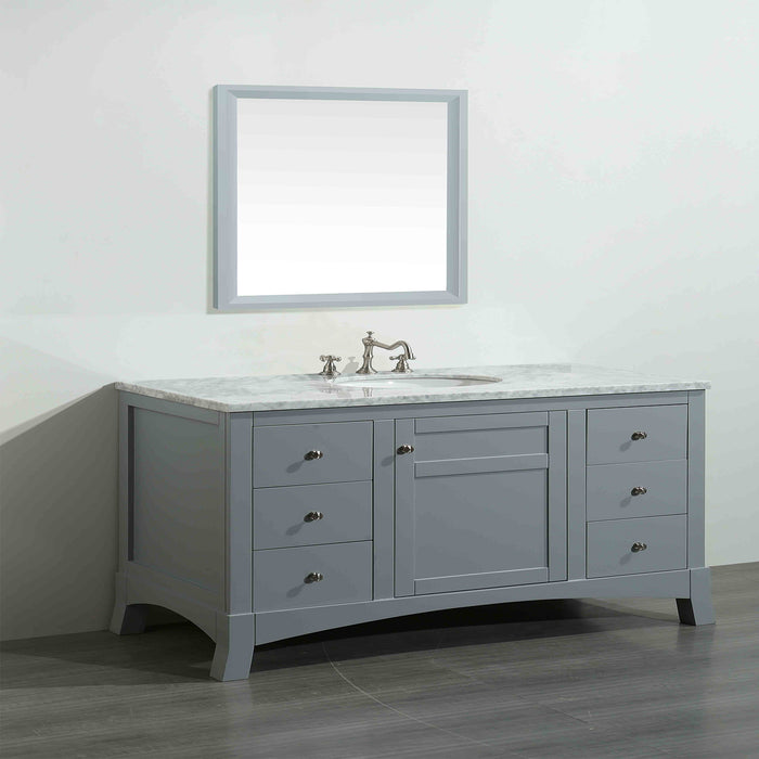 Eviva New York 42" Bathroom Vanity, with White Marble Carrera Counter-top, & Sink