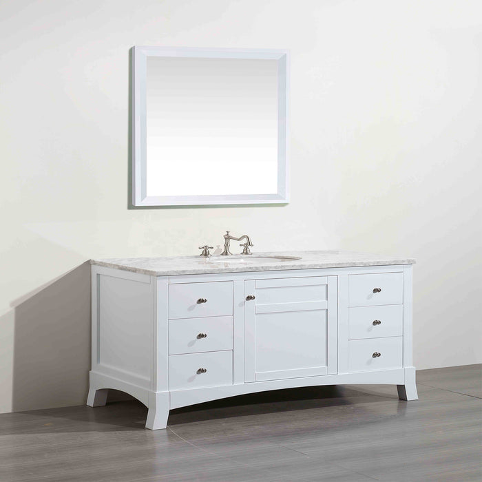 Eviva New York 42" Bathroom Vanity, with White Marble Carrera Counter-top, & Sink
