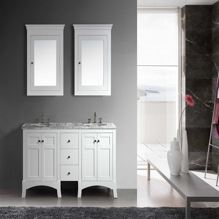 Eviva New York 60" Bathroom Vanity, with White Marble Carrera Counter-top, & Sink