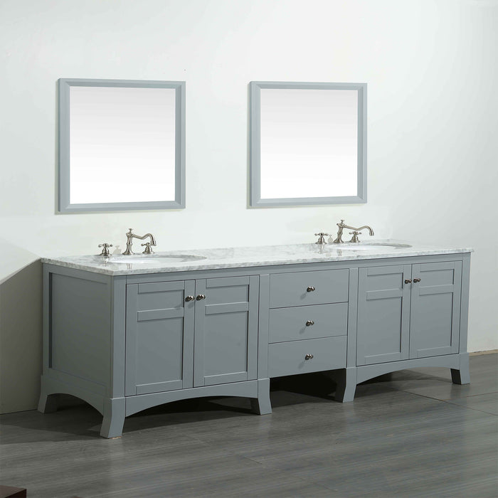 Eviva New York 72" Bathroom Vanity, with White Marble Carrera Counter-top, & Sink