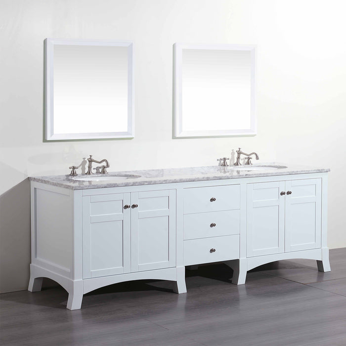 Eviva New York 72" Bathroom Vanity, with White Marble Carrera Counter-top, & Sink