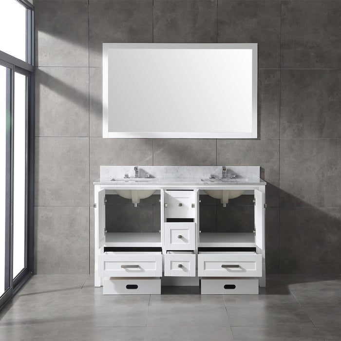 Eviva Booster 60 in. Double Sink Vanity with White Carrara Marble Countertop