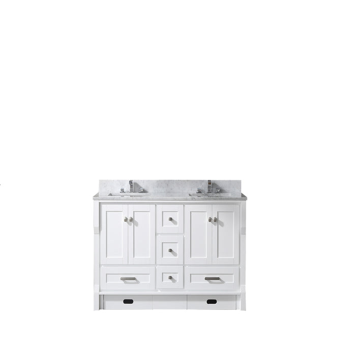 Eviva Booster 60 in. Double Sink Vanity with White Carrara Marble Countertop