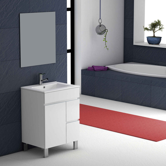 Eviva Link 24" White Modern Bathroom Vanity with White Integrated Porcelain sink