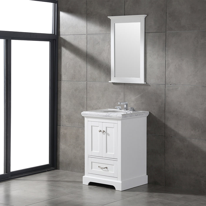 Eviva Houston 24" Bathroom Vanity with White  Carrara Marble Countertop