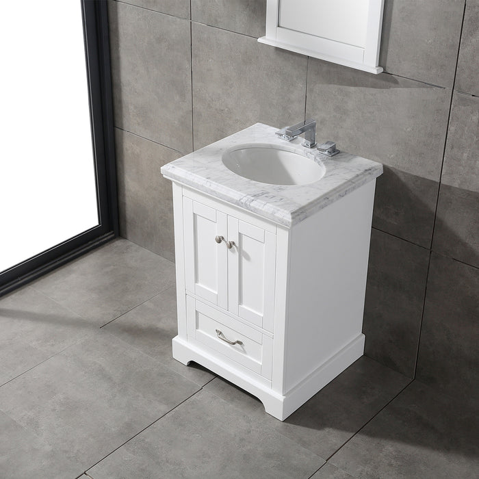 Eviva Houston 24" Bathroom Vanity with White  Carrara Marble Countertop