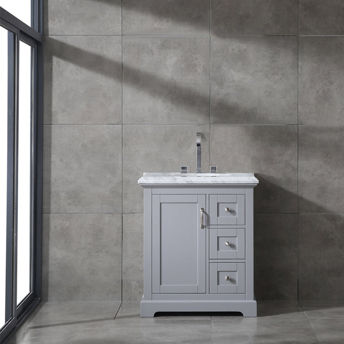 Eviva Houston 30" Bathroom Vanity with White  Carrara Marble Countertop